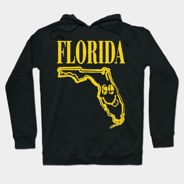 Florida Grunge Smiling Face Black Background Hoodie by pelagio